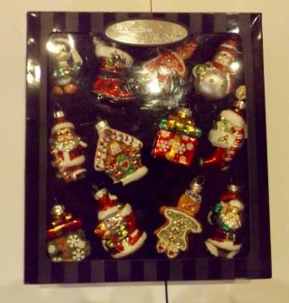 12 Celebrations By Radko Christmas Ornaments Hand Crafted Glass Santa / Snowman
