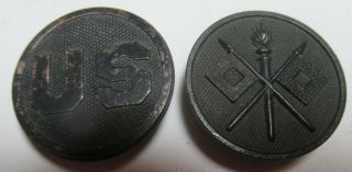 World War I (1) Left & Right Bronze Signal Corp Collar Disk 1910 - 1924 Screw Back