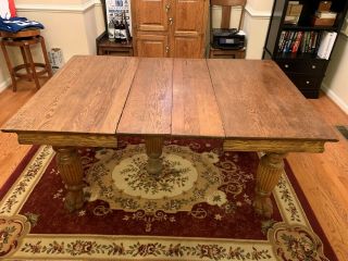 Antique Oak Extension Dining Table w/2 matching leaves and 6 Chairs 3
