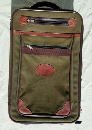Vintage Orvis Battenkill Carry On Rolling Luggage Travel Canvas Leather Quality