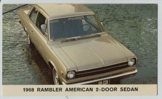 American Motors 1968 Rambler American 2 Door Sedan Car Factory Postcard
