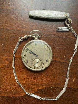 Vintage Elgin Pocket Watch W Vintage Pocket Knife Watch Chain Mvt 24764115 - 17j