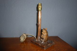 Vintage Art Deco Black Forest Bear Table Lamp