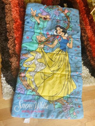 Vintage Snow White & Seven Dwarves Sleeping Bag 1990s Disney Collectible Child