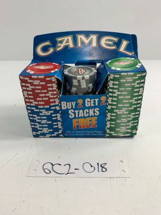 Camel Vegas Casino Poker Chips Boxed Vintage Set Of 75 Red Green Blue Grey