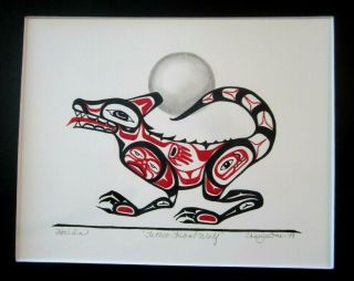 Northwest Coast Art - Haida Tribal Tattoo Wolf - Painting