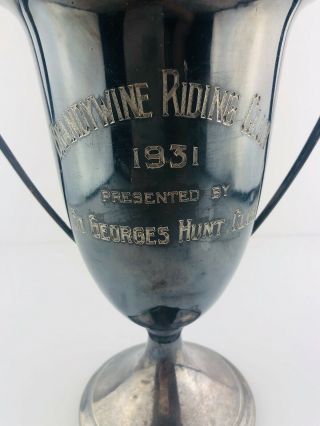 Vintage Horse Trophy Silver Plate Brandywine Riding Club St.  Georges 1931 10.  25 