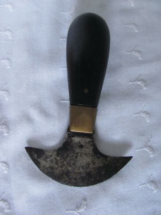 Antique C.  S.  Osborne ROUND KNIFE for LEATHERWORK ROSEWOOD Handle / Brass 3