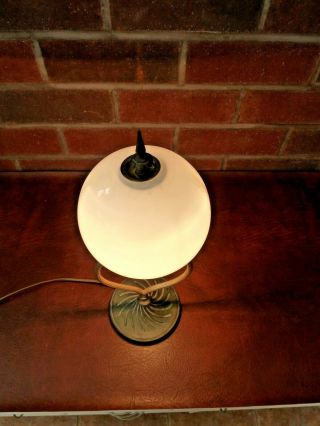 Antique French Art Deco Brass Table Desk Lamp with Glass Shade 3
