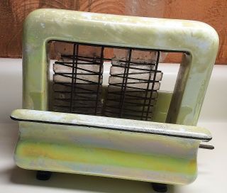 Very Rare 1920s Toastrite Porcelain Electric Toaster Yellow Pearl Luster Deco