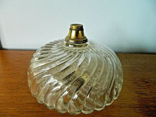 Large Clear Swirled Glass Font Or Reservoir For Oil Lamp Twist Fitting