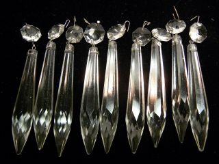 Nine (9) Replacement 3 Inch Crystal Lamp Icicles With 1/2 Inch Octagonal Prisms