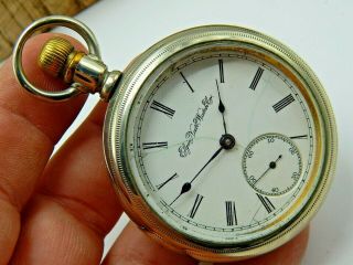 Large Antique Elgin 18 Size 7 Jewel Grade 73 Pocket Watch In Swing Out Case 1893