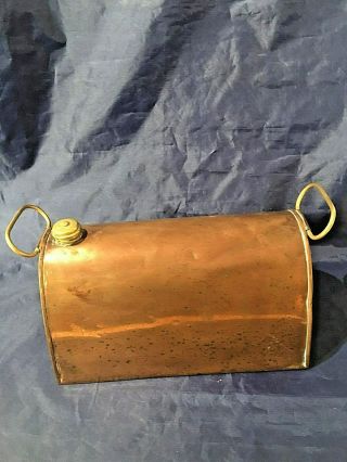 Vintage Copper Tin Lined Foot And Hand Warmer With Brass Handles