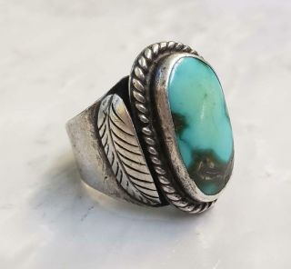 Vintage Sterling Silver Native American Turquoise Ring Sz 9.  75 14.  3g 5 - I6135