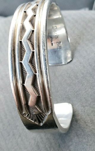 Heavy Vintage Native American Sterling Silver Cuff Bracelet Darin Bill 7 " 99.  5 G