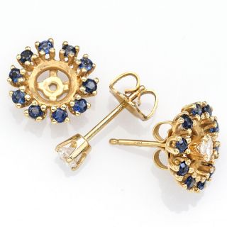 Vintage 14k Yellow Gold 0.  22 Tcw Diamond & 0.  60 Tcw Sapphire Jacket Earrings