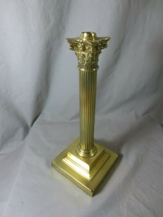 Old Large Brass Corinthian Column Oil Lamp Base A/f Holes In Base