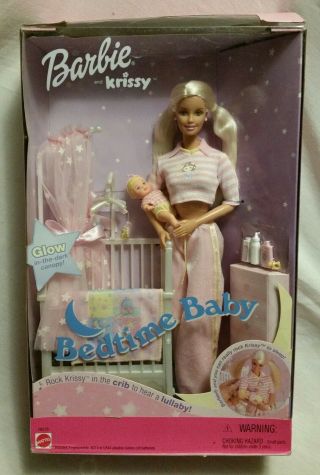Barbie 2000 Vintage Krissy Bedtime Baby Set Glow In The Dark Adorable