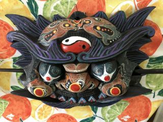 Disney EPCOT RARE China Hand Carved / Painted Wood Ghost Spirit Mask Pan Gu 3