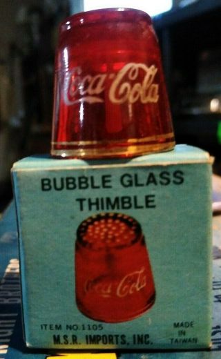 Vintage Bubble Glass Coca Cola Thimble Red Glass Decorative Thimble Msr