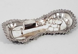 Antique Silver Plate Oil Lamp Wick Trimming Scissors & Tray 1850 Candle Snuffer