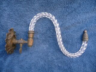 Antique Victorian Barley Twist Glass Arm Articulated Gas Wall Light Brass Plate