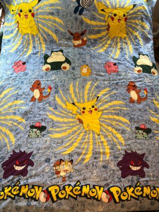 Vintage 1995 1996 1998 Nintendo Pokemon Twin Full Comforter 84 " X64 " Blanket Euc