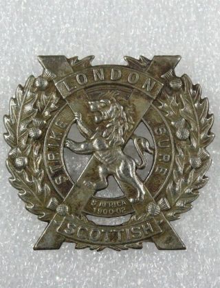British Army Badge - The London Scottish,  Gordon Highlanders (white Metal)