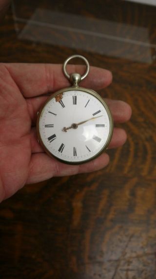 Early Period English Fusee Verge Large Pocket Watch With Center Jewel Parts/proj