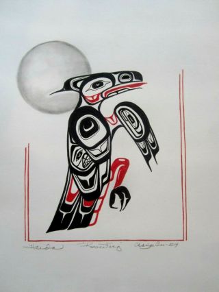Northwest Coast Art - Haida Tribal Raven King - Painting