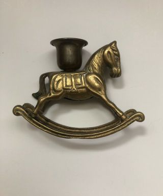 Vintage Solid Brass Rocking Horse Candle Stick Holder