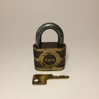 Vintage Yale Brass Padlock & Key Old Locksmith Shop Safe