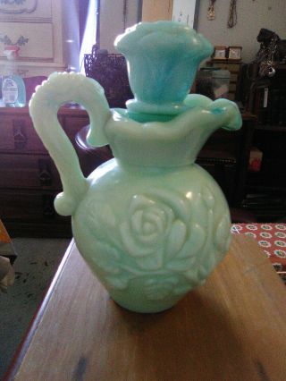 Vintage Avon Green Marbled Floral Pattern Vase/bottle
