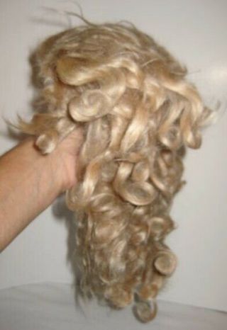 Old Antique 100 Yr Old Bisque Doll Head Wig - Long Blonde Curls - Doll Parts