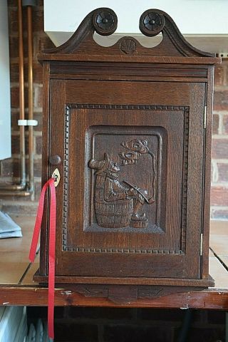 Old Carved Pipe Smokers Cabinet By Wood Carver William Macqueen Of Dumfries