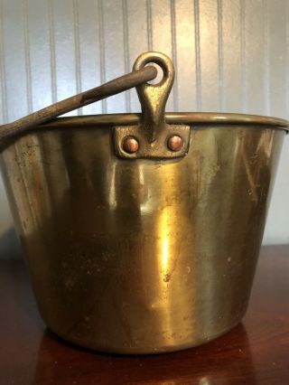 Antique Primitive Brass Copper Applesauce Bucket