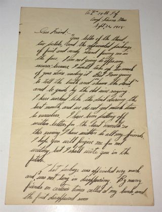 Rare 74th Infantry Regiment Company E.  Camp Devens World War I Letter 1918 Us