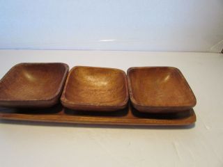 Vintage Wooded Serving Tray For Hors D Oeuvres Olive Bar Tray Or Center Piece