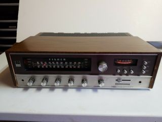Vintage Fisher 401 Solid - State Stereo Receiver & Wood Cabinet &