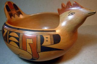 Hopi Pottery By Gloria Mahle Chicken Bowl Vintage Native American Indian Pot