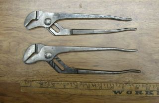 2 Vintage Channellock Tongue & Groove Water Pump Pliers,  415 - Smooth Jaw,  & 420,  Vgc