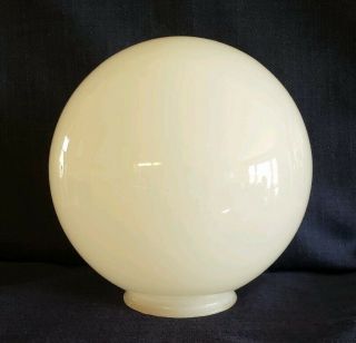 Large Vintage White Glass Round Ball Light Globe 8 " Globe 3 ⅞ " Fitter