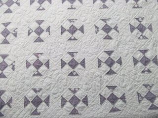 Vtg Handmade Patchwork Quilt Twin Single Bed 68x82 Purple White Lightweight