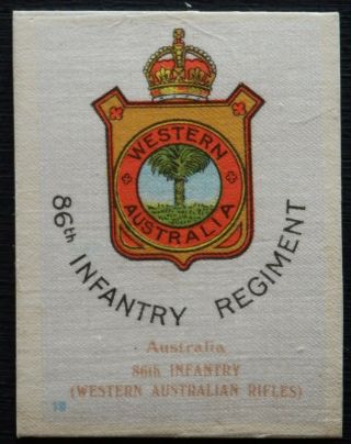 86th Infantry Western Australian Rifles Wwi Silk Issued 1913 Scarce