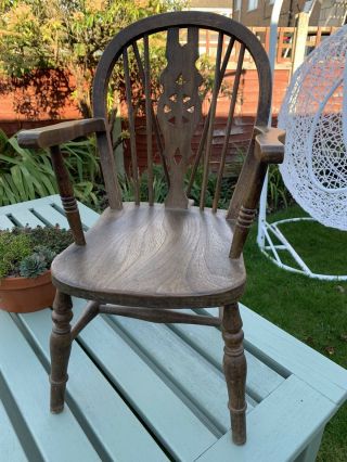 Lovely Vintage Oak Wheelback Child’s Grandad Chair 1920s/30s Arts & Crafts