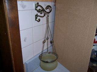 Partylite Hanging Glass Bowl Metal Trim Candle Holder With Hanger Planter Vase