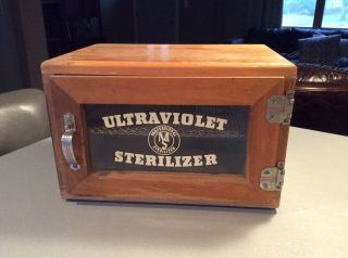 Vintage Ultraviolet Steralizer Glass And Wood Medical Cabinet