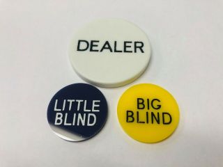 Little / Small Blind,  Big Blind And Dealer Button Poker Texas Hold Em.