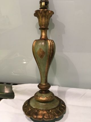 Antique Vintage Painted Giltwood Florentine Table Lamp